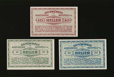 Itävalta 10, 20, 50, Heller, Weitenegg 1920