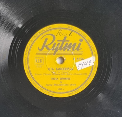 Savikiekko 1958 - Tuula Siponius - Rytmi R 6356