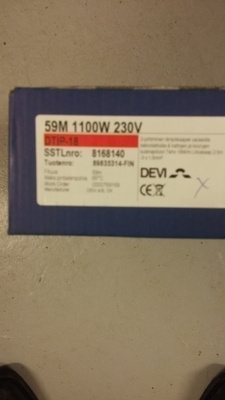 DEVI 1100W lämmityskaapeli