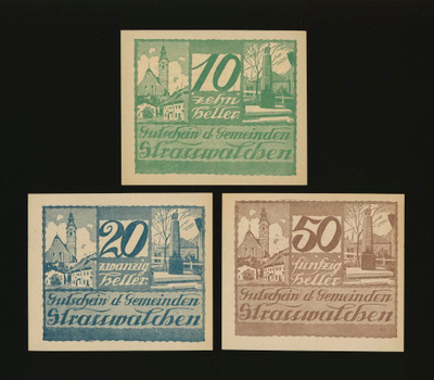 Itävalta Notgeld 10, 20, 50 Heller, Strasswalchen 1920