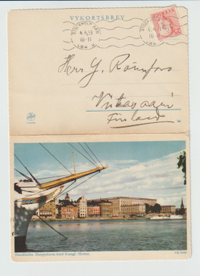 Postikortti, TUKHOLMA 4.4.1953
