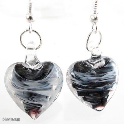 + 416 .. Murano Sydän Lampwork Taidelasi .. Korvakorut