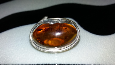 Vintage hopea meripihka amber rintakoru solki 925