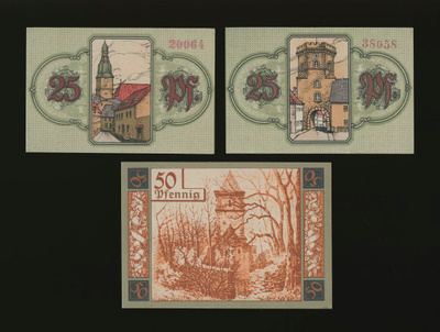 Saksa Notgeld 2 x 25, 50 Pfg, Wunsiedel 1918