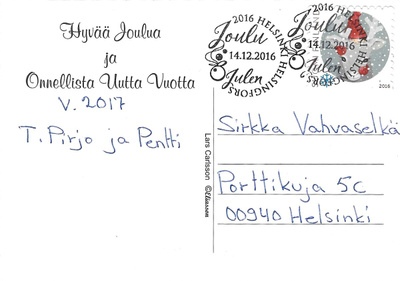 JOULU 14.12.2016 HELSINKI ERIK.LEIMA JOULUPOSTIMERKILLÄ KULK