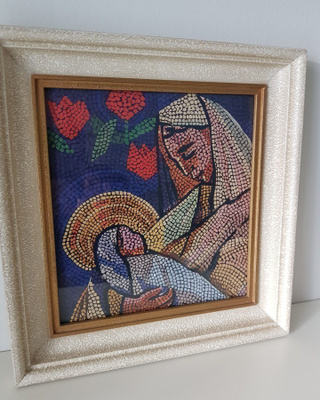 Vintage - Vanha Taulu ikoni -mainen - Jeesus ja Maria