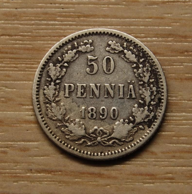 50 Penniä 1890 Hopeaa Aleksanteri III