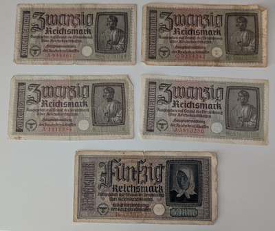 Saksa 20/50 Reichsmark 1940-45