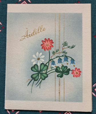 Kukkia äidille, pieni taittokortti, kulkenut