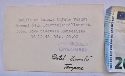 VANHA Kutsu RUK Upseerikoulu Kurssi 63 Lopettajaisjuhla 1948
