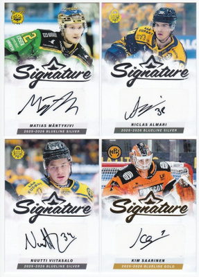 2000-25 Cardset & Blueline numeroidut, nimmarit ja jersey ym