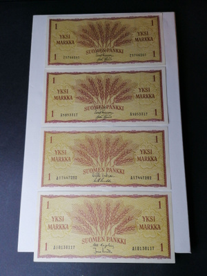 Suomi 1 Markan Seteleitä 1963 4 kpl