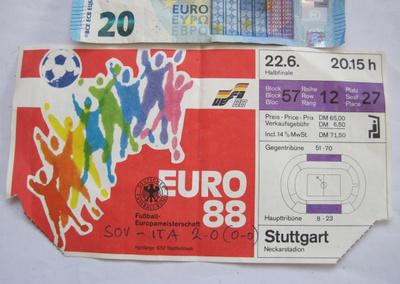 VANHA Lippu Jalkapallo Football EM-kisat 1988 CCCP - Italia