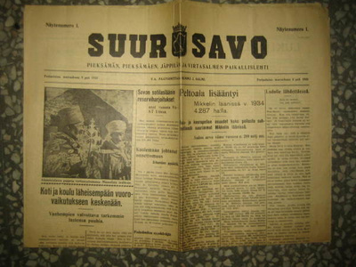 Sanomalehti: Suur - Savo 8.11.1935 , näytenumero