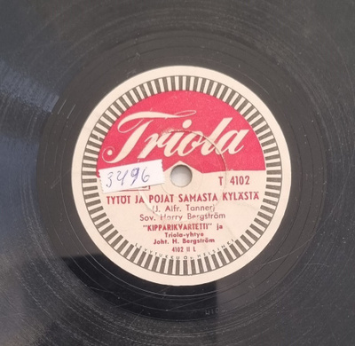 Savikiekko 1953 - Kipparikvartetti - Triola T 4102