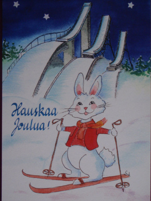 Päivi Vallin pupu suksilla Lahden mäkimontussa