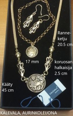 3 korua,KALEVALA AURINKOLEIJONA KORVAKORUT, KÄÄTY, RANNEKORU