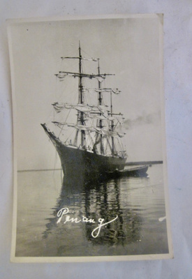 VANHA Postikortti Laiva Penang Maarianhamina 1936