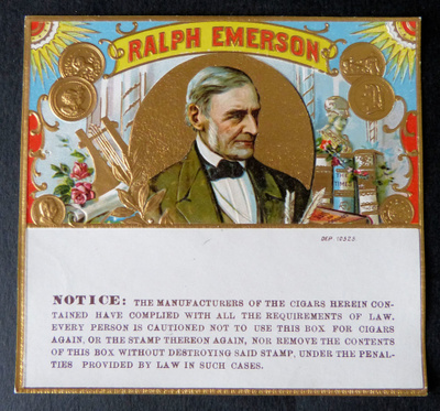 Sikarilaatikon etiketti 9,9 x 9,3  RALPH EMERSON
