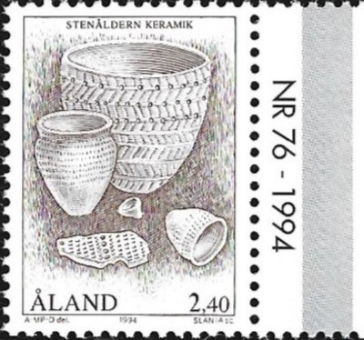 Åland 1994 Kivikausi  2,40 mk välilöpari numero ** LaPe 088