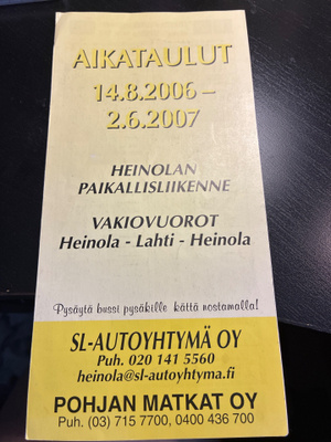Aikataulut Heinola 2006-2007