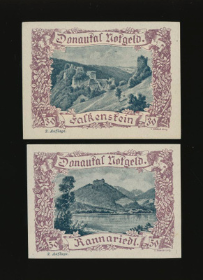 Itävalta Notgeld 30, 50 Heller, Rannariedl