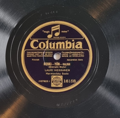 Savikiekko 1927 - Lauri Herranen - Columbia 16158
