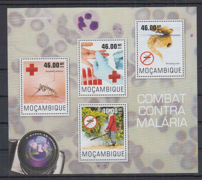 PUNAINEN RISTI malaria blokki MOSAMBIK 2014 **