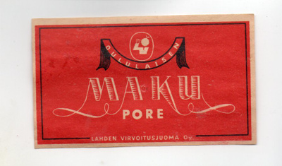 Lahti: Maku Pore ( Lahden Virvoitusjuoma Oy)