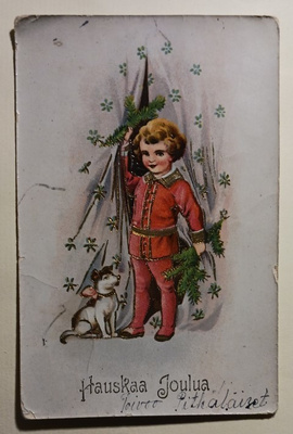 Lapsi ja koira tuovat havuja jouluksi, p. 1928