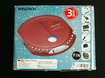 Welltech kannettava CD-soitin + varusteet ja paketti