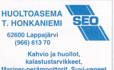 Lappajärvi. T. Honkaniemi, SEO Huolto -asema  3/8