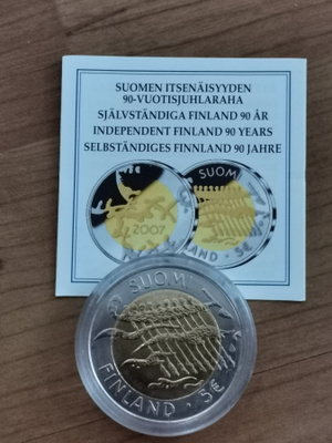 5 euroa 2007 - Suomen itsenäisyys 90v