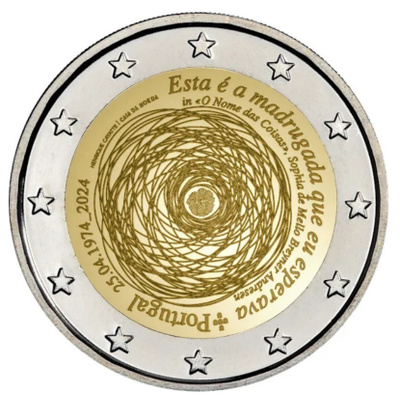 ** PORTUGALI 2€ 2024 Vallankumous 50 v. pillerissä **