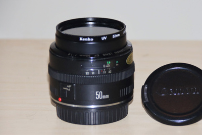 Canon EF 50mm f/1.8 objektiivi ja Kenko UV suodin