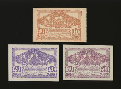 Itävalta Notgeld 10, 20, 50 Heller, Rutzenham 1920