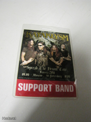 KATAKLYSM VENÄJÄ 2011 BACKSTAGEPASSI