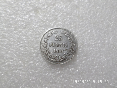 25 penniä hopeaa 1901 kl 6-7