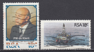 Etelä-Afrikka 1989 Mi 783 ja 785 de Klerk ja kaasuprojekti