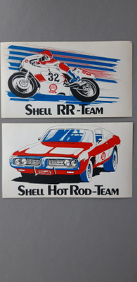 Shell tiimi tarrat 2 kpl, moottoripyörä RR team + auto