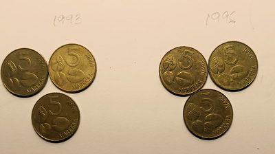 5 markan norppa kolikoita 6 kpl