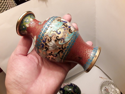 CLOISONNE KORISTE VAASI. , korkeus 13cm