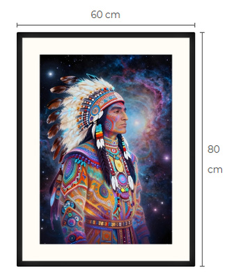 Uusi uniikki Intiaanipäällikkö art print taulu 60 cm x 80 cm
