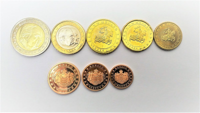 Monaco 1c- 2€ seka-sarja vuodelta 2002 ja 2005