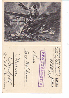 VANHA Postikortti Ilmavoinat Lentokoneet Pommitus 1943
