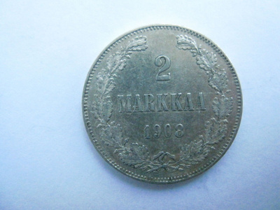 2 markkaa 1908 hopeaa
