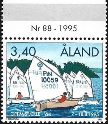 Ål 1995 Optimistij MM 3,40 mk välilöpari numero ** LaPe 104