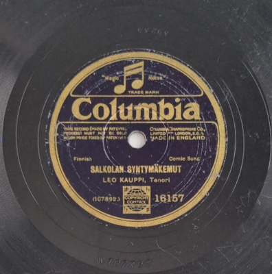 Savikiekko 1927 - Leo Kauppi - Columbia 16157