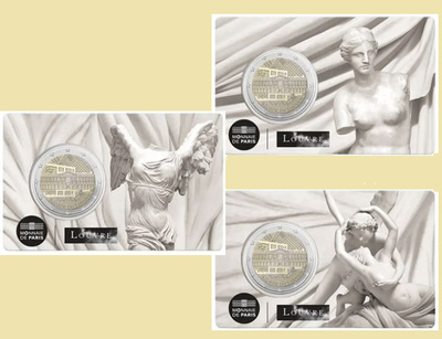 ** RANSKA 2€ 2025 Louvre Museum BU coin card, 1 kpl **