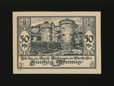 Saksa Notgeld 50 Pfennig, Büdingen 1.11.1918
